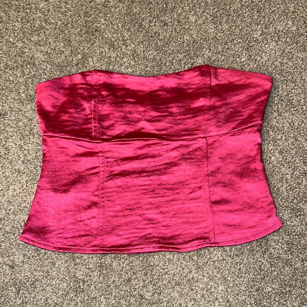 Forever 21 Vibrant Pink Silky Strapless Top
